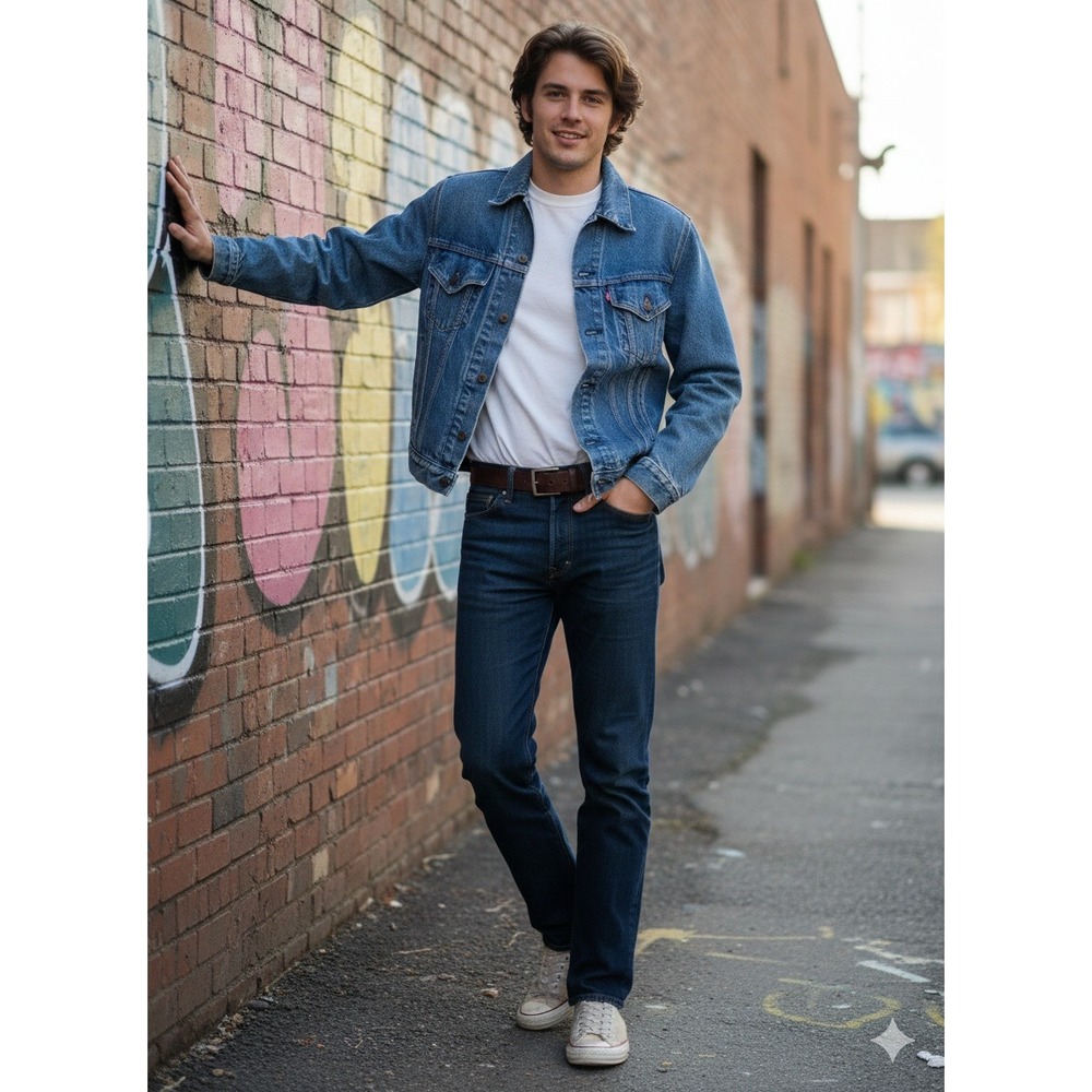 Levi Strauss Co Denim‎ Trucker Jacket Blue Classic Vintage73 Style Size 42